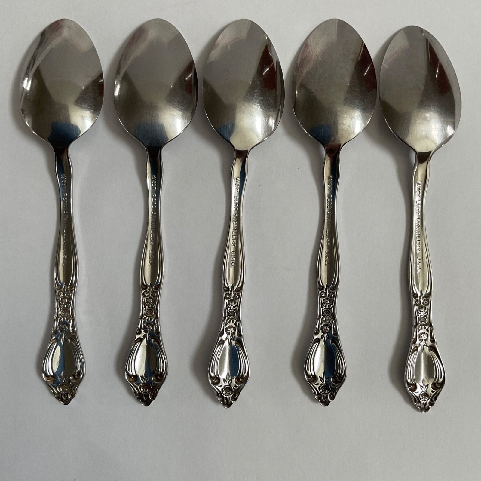 Oneida West Bend AFFECTION Pattern Stainless USA Flatware Teaspoons Set Of 5