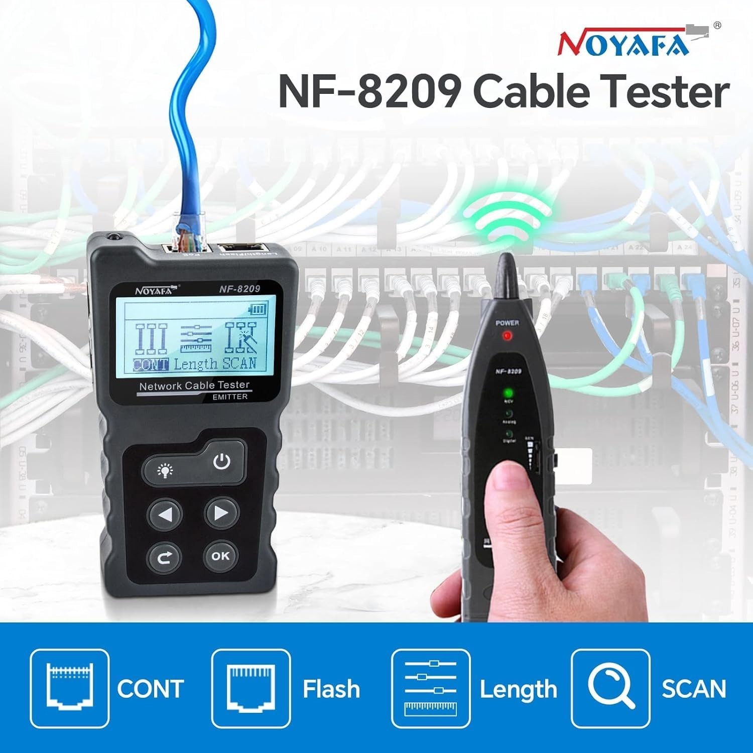 Network Cable Tester with POE NCV RJ45 Length & Continuity Check