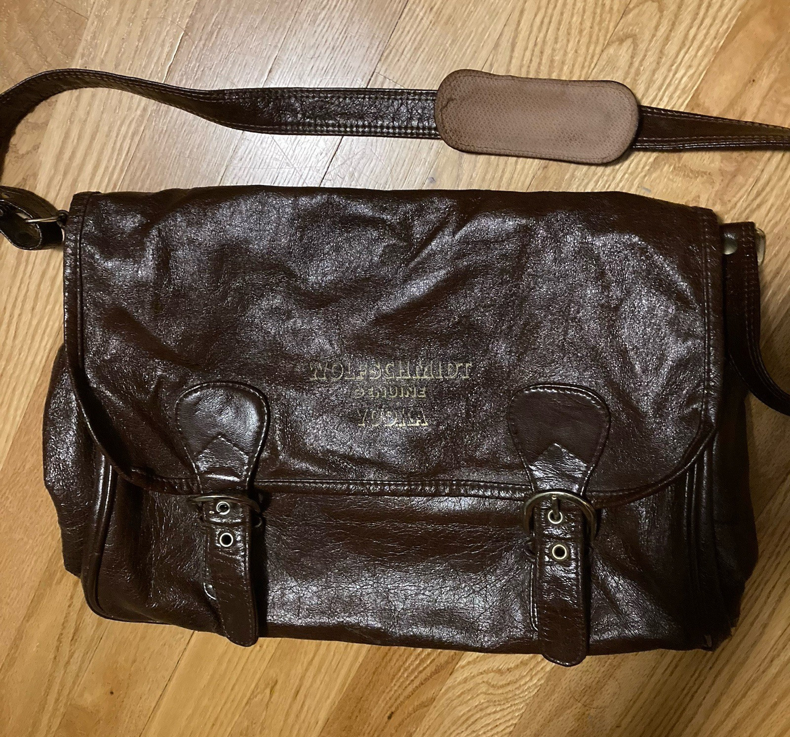 Wolfschmidt Vodka Messenger Bag Vintage Travel Bag Buckles Zippers Korea Made