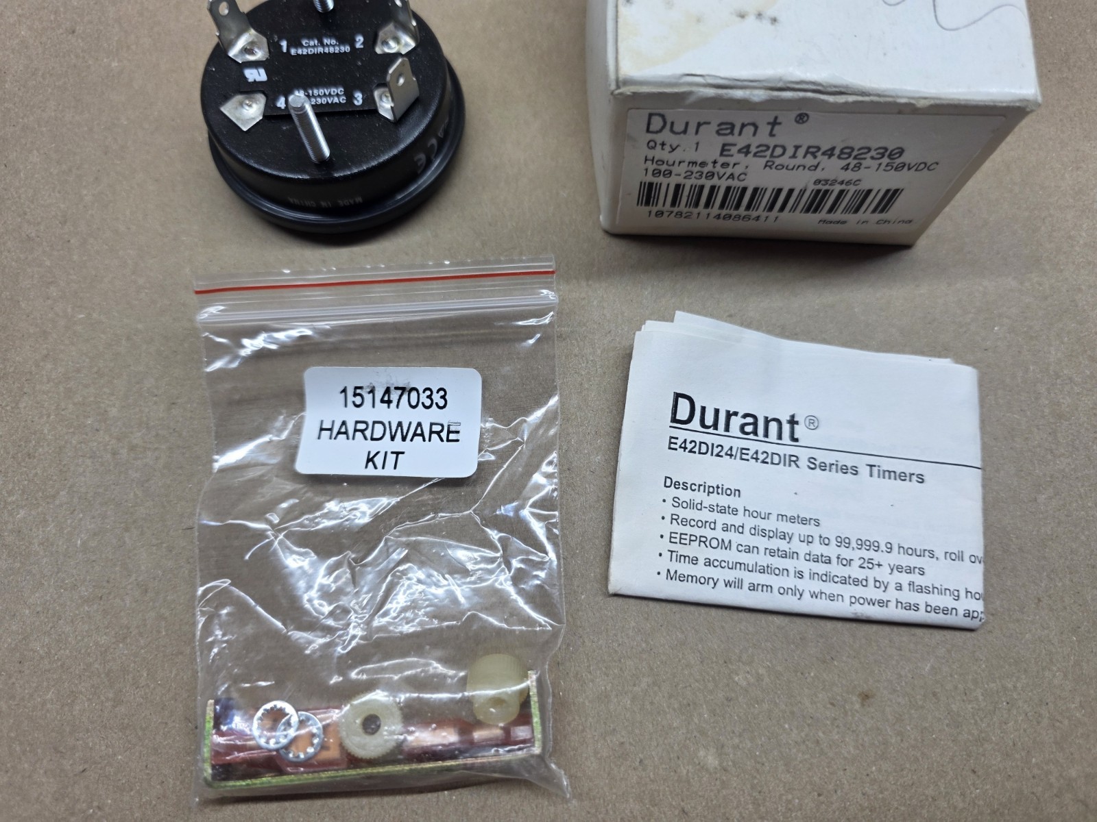 Durant E42DIR48230 Hour Meter 48-150VDC / 100-230VAC