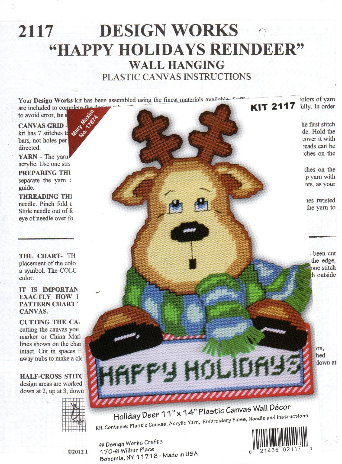 HAPPY HOLIDAYS DEER  Wall Hanging  plastic canvas  PATTERN (#TF0140)
