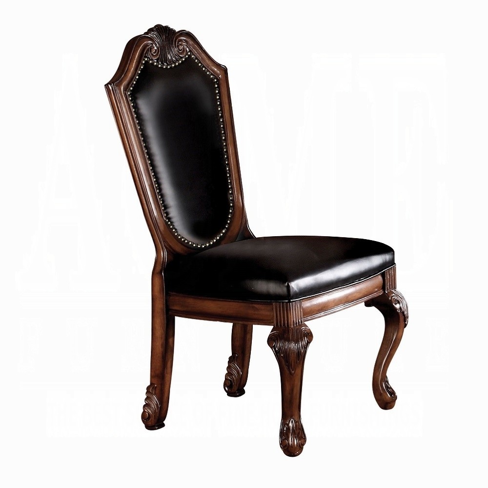 Black and Cherry Side Chair with Nailhead Trim