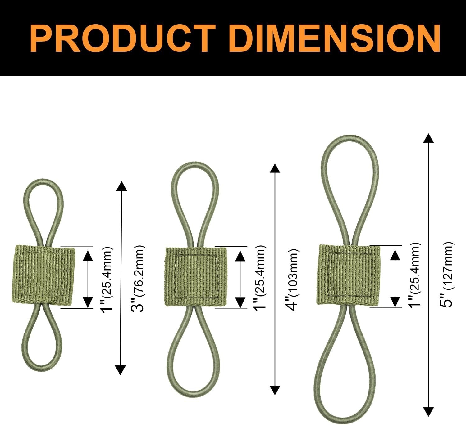 15PCS Tactical Bag Molle Attachment,3 Sizes Elastic Molle Webbing Binding Ribbon