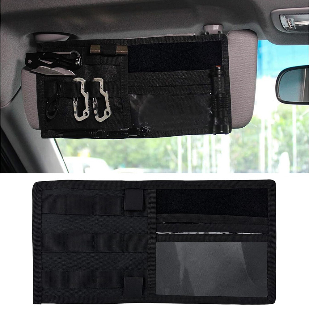Tactical Molle Visor Organizer Pouch Car Sun Visor Holder Tools EDC Storage Bag