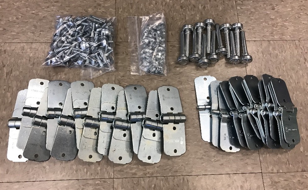 44 Pack Todco Door Repair Kit - All Hinges + 1" Rollers, Hardware + Top & Bottom