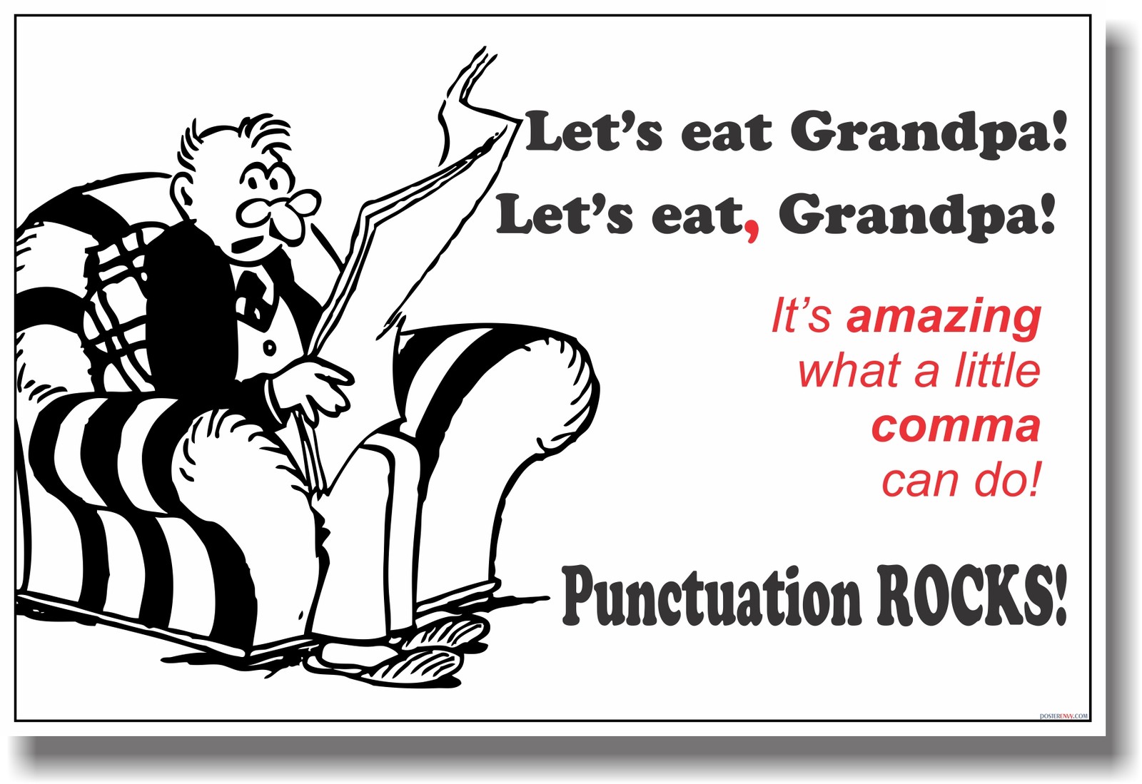 NEW LANGUAGE ARTS POSTER - Comma Punctuation - Educational Classroom School