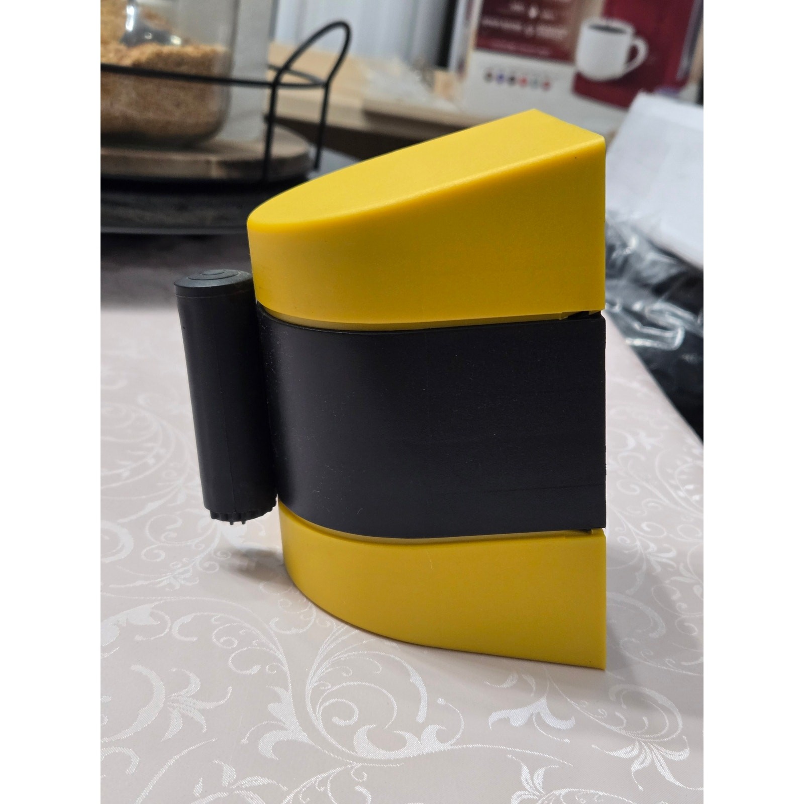 Wall Mounted Retractable Safety Barrier Belt Yellow Black Crowd Control NEW