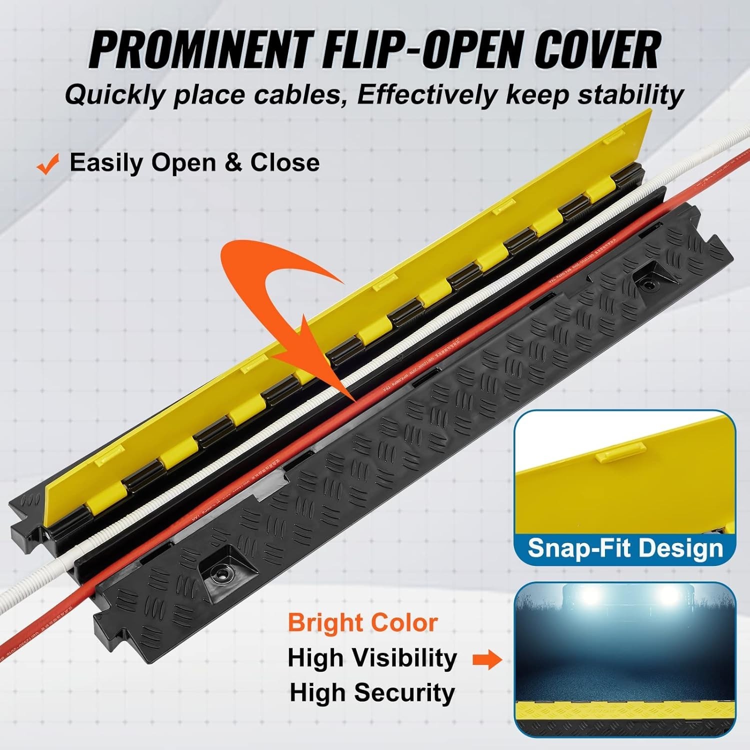 VEVOR Cable Ramp Protector 1 Channel Hose Cover Speed Bump for Road