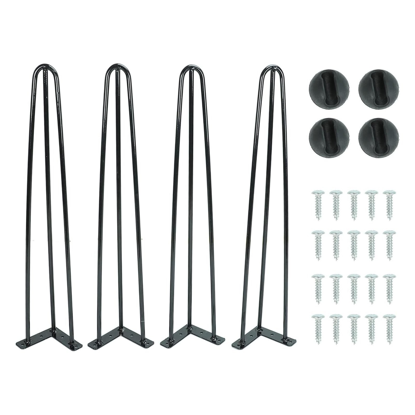 40" Coffee Table Metal Hairpin Legs Iron Bar Black 3-Rod Set of 4