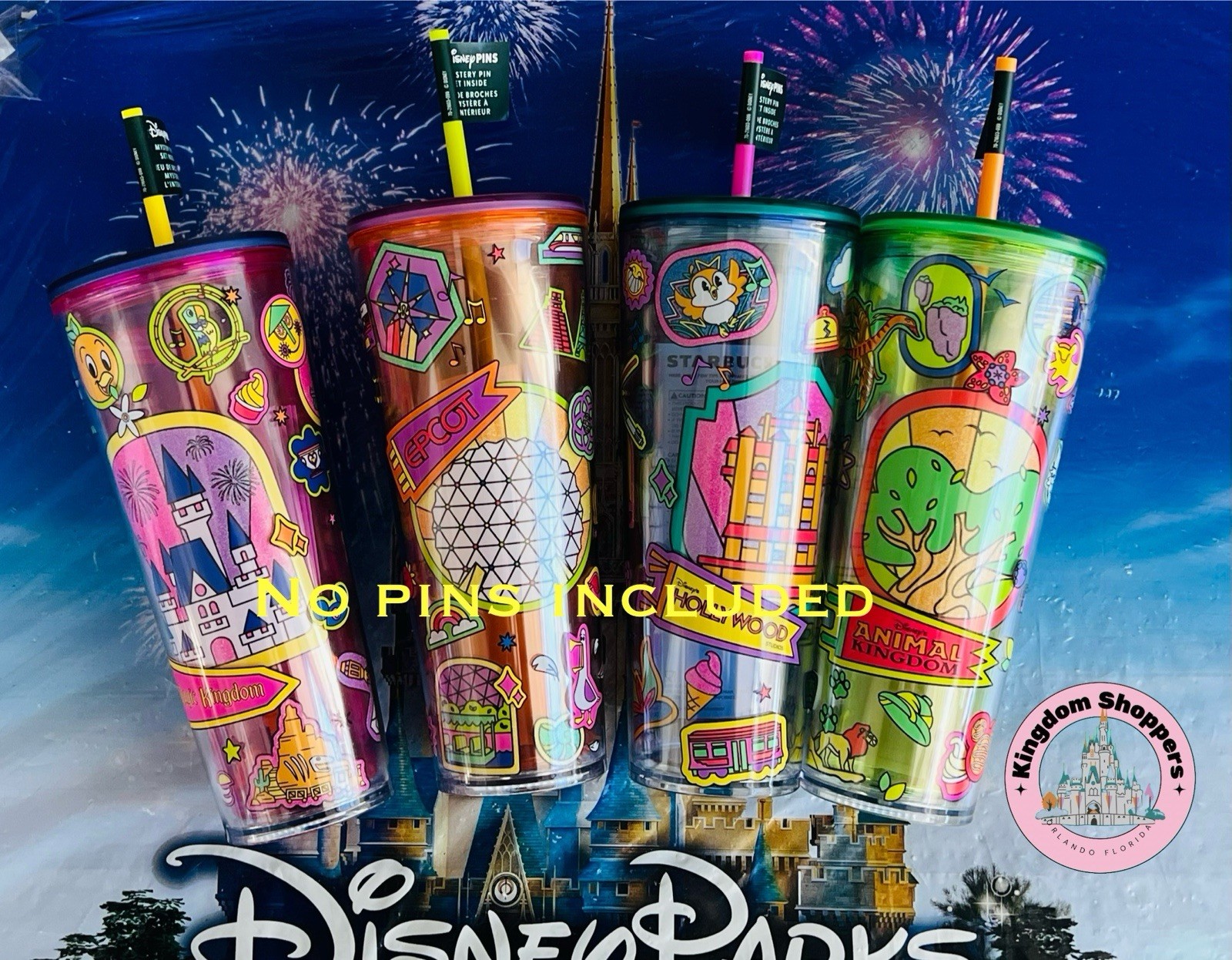2026 Disney Parks Starbucks Magic Animal Epcot Hollywood Tumbler Straw Set New