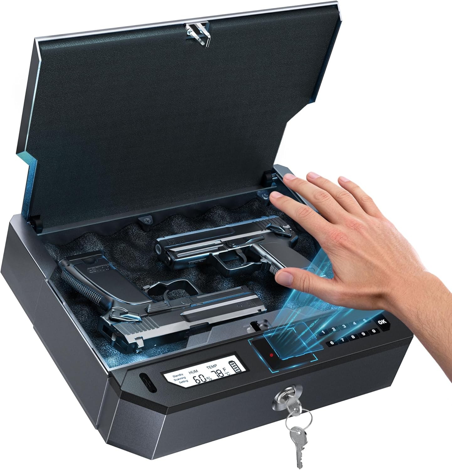 Palmprint biometric gun safe can be unlocked even in the dark |