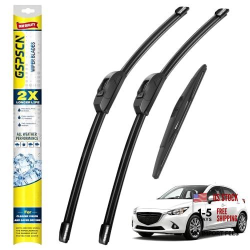 Windshield Wiper Blades for (Pack of 3) Mazda 2 2011-2014 Wipers Set for Mazda
