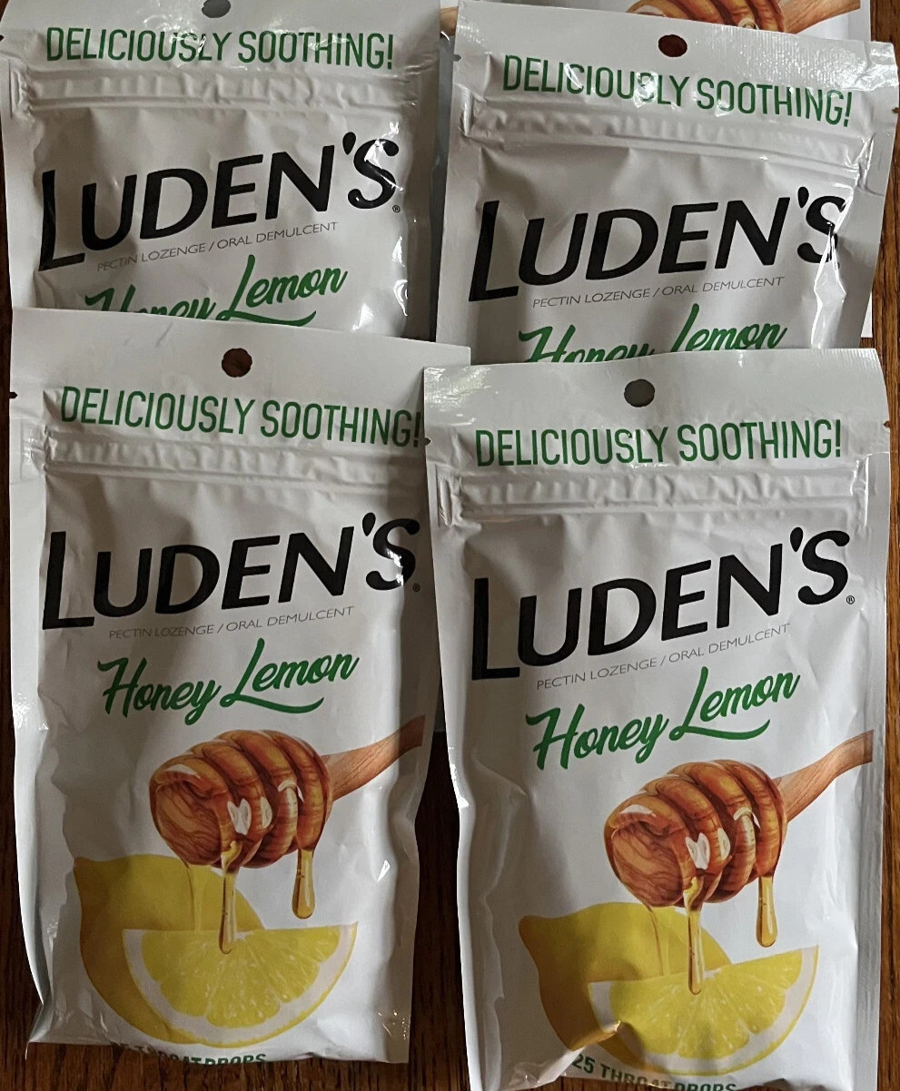 4 Bags Luden's LUDENS Honey Lemon Flavor Throat Drops 25 Ct EACH SEALED