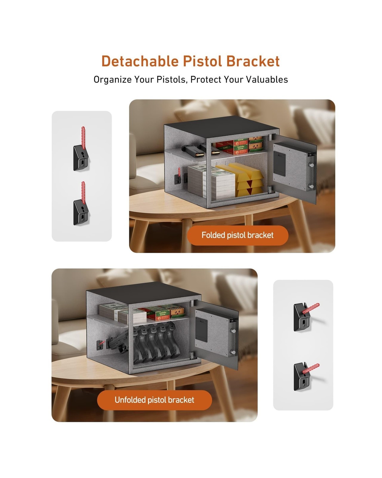 Billconch Smart Gun Safe for Multiple Pistols - Biometric Automatic Lock Safe...