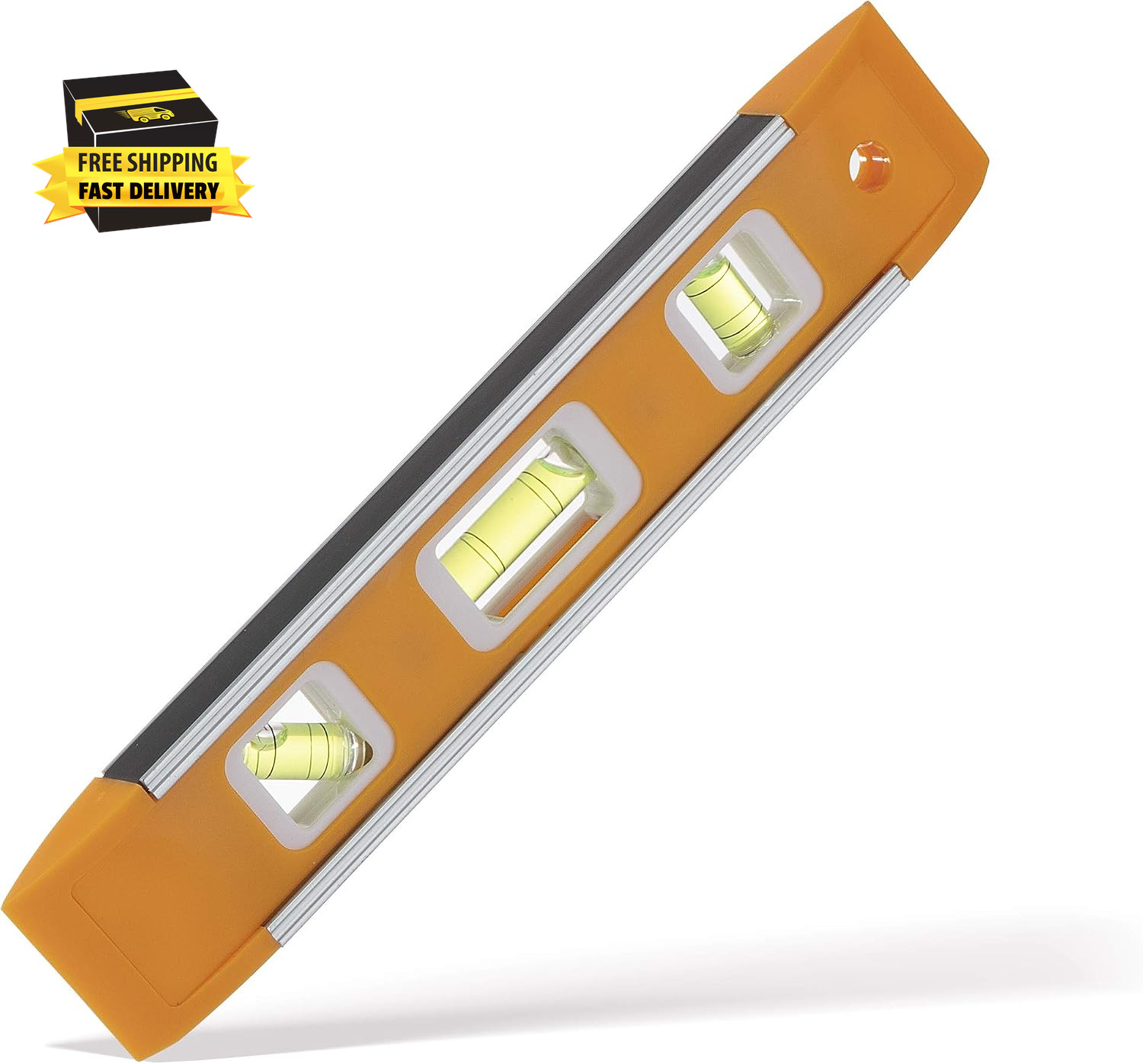 9 Inch Magnetic Torpedo Level with 3 Bubbles (Horizontal, Vertical, 45°) - Shock