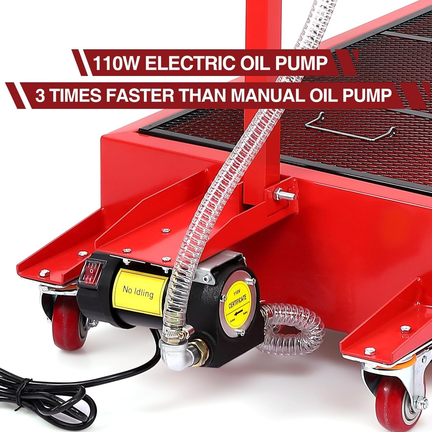 20 Gallon Electric Oil Drain Pan with Pump & Hose Low Profile Oil Drain Cart