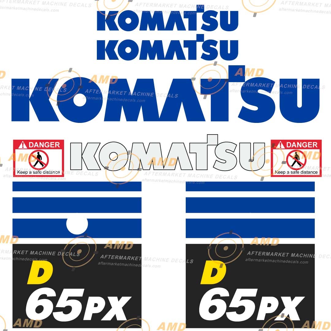 Fits D65PX-17 Komatsu Dozer Replacement Decal Kit