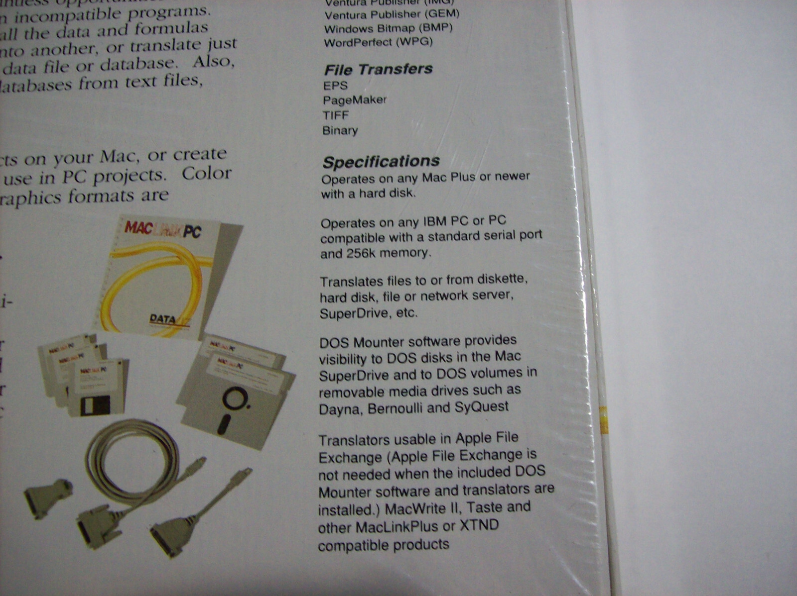 Mac Link Plus PC Version 6: Mac and PC File Exchange Software, NEW OLD STOCK
