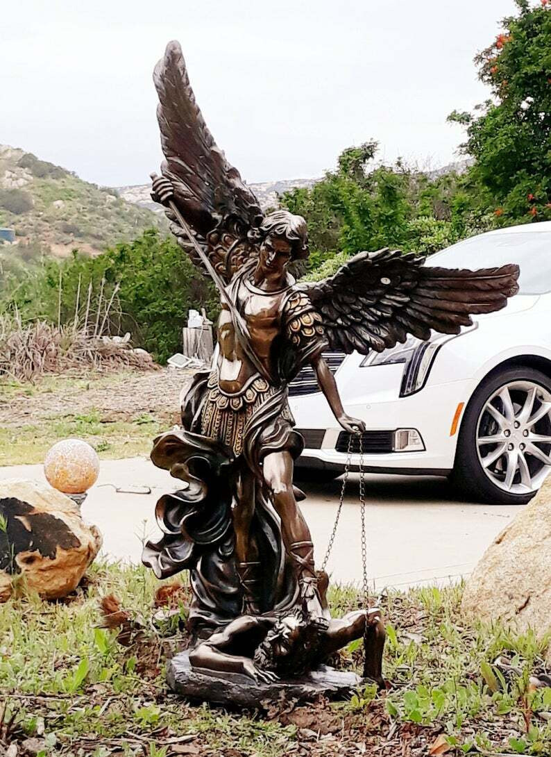 21 inch Cold Cast Bronze Archangel Saint Michael Religious Statue Figurine Decor
