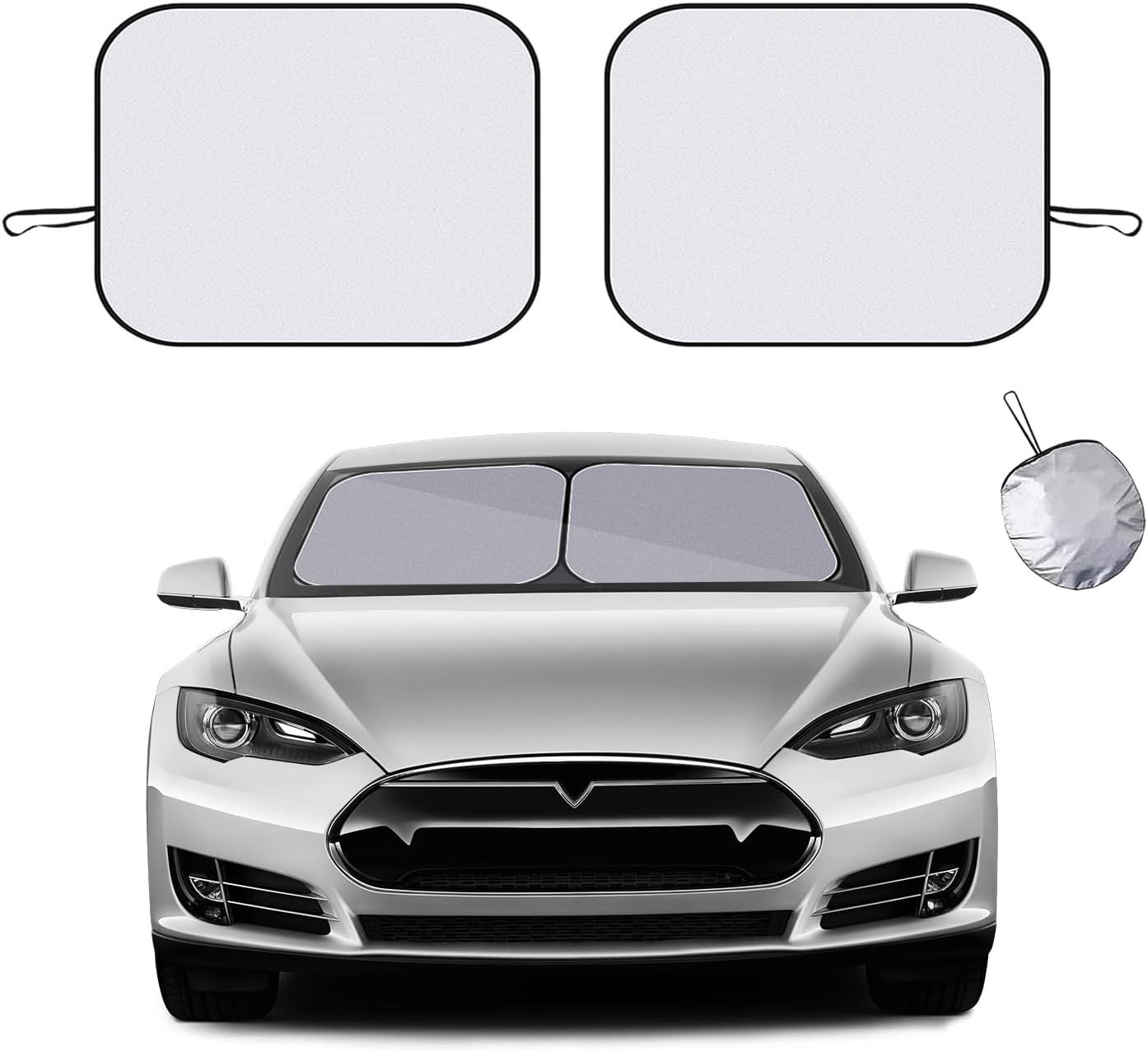 2 PCS Car Windshield Sun Shade,Auto Sun Heat and UV Rays Blocker,24"×29"Foldable