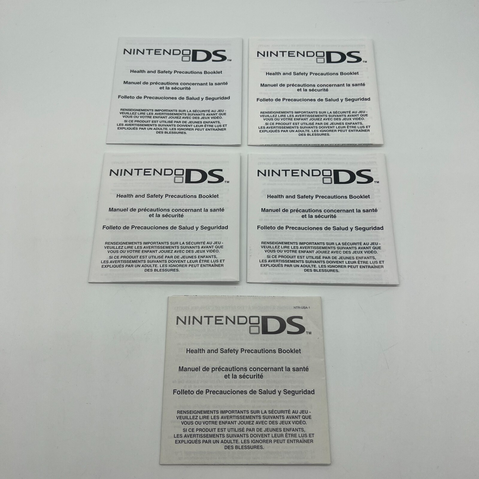 5 Nintendo DS Health Safety Precautions Booklet Insert Instructions OEM 55878C