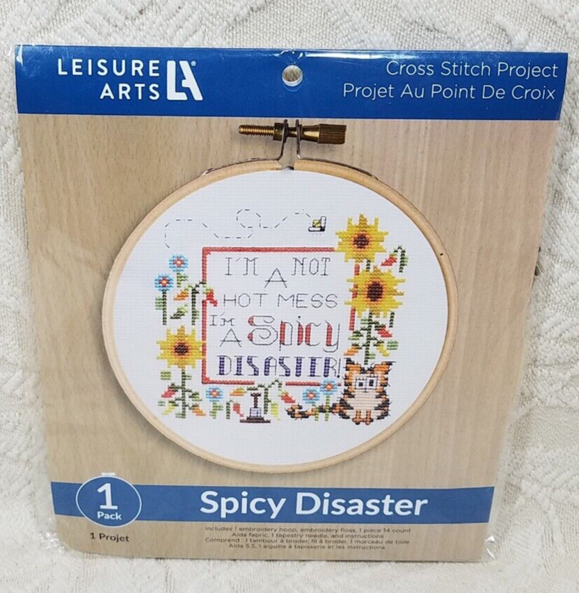 CROSS STITCH PROJECT "I'M NOT A HOT MESS, I'M A SPICY DISASTER" LEISURE ARTS