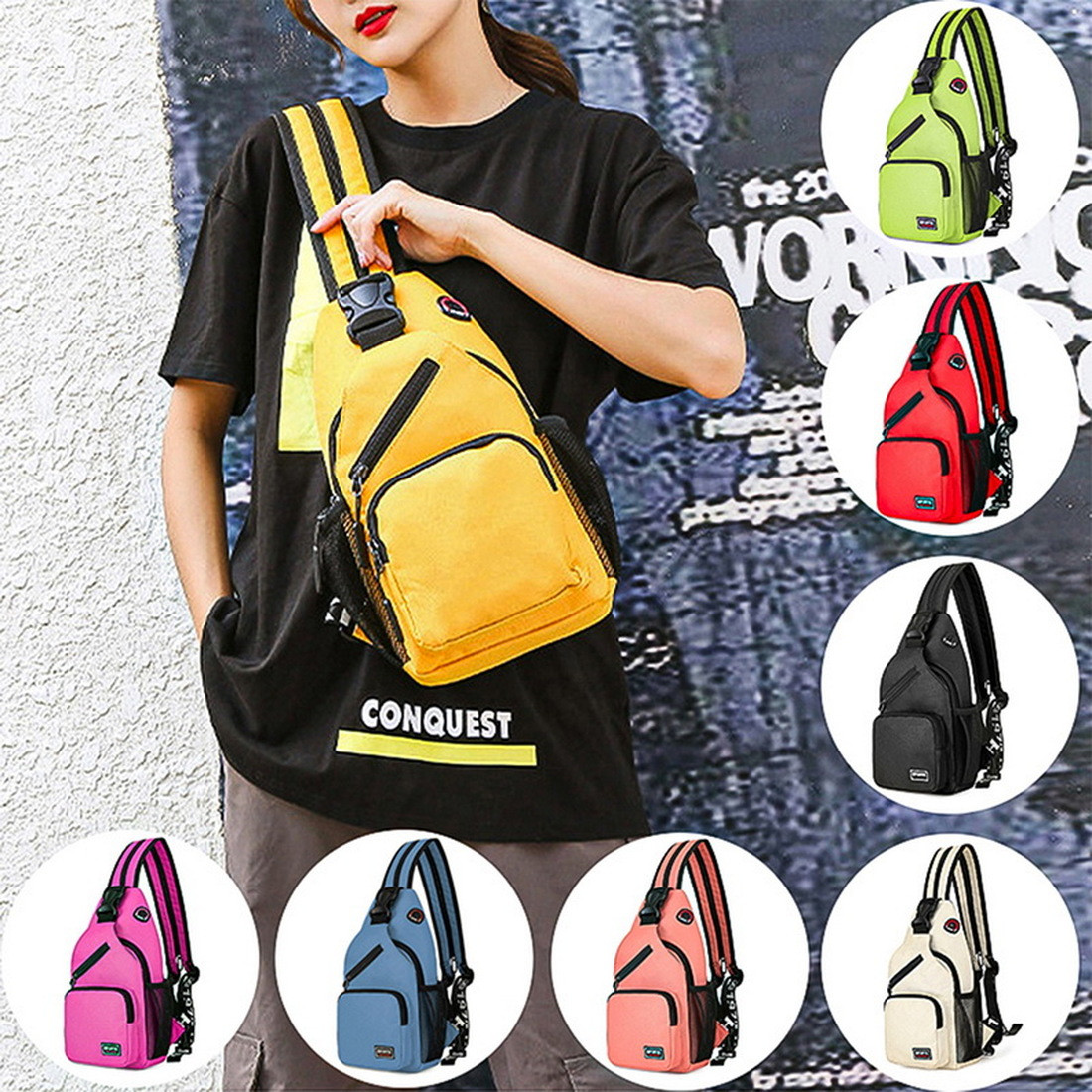 Outdoor Mens Womens Chest Travel Sport Shoulder Sling Bag Backpack Crossbody Bag