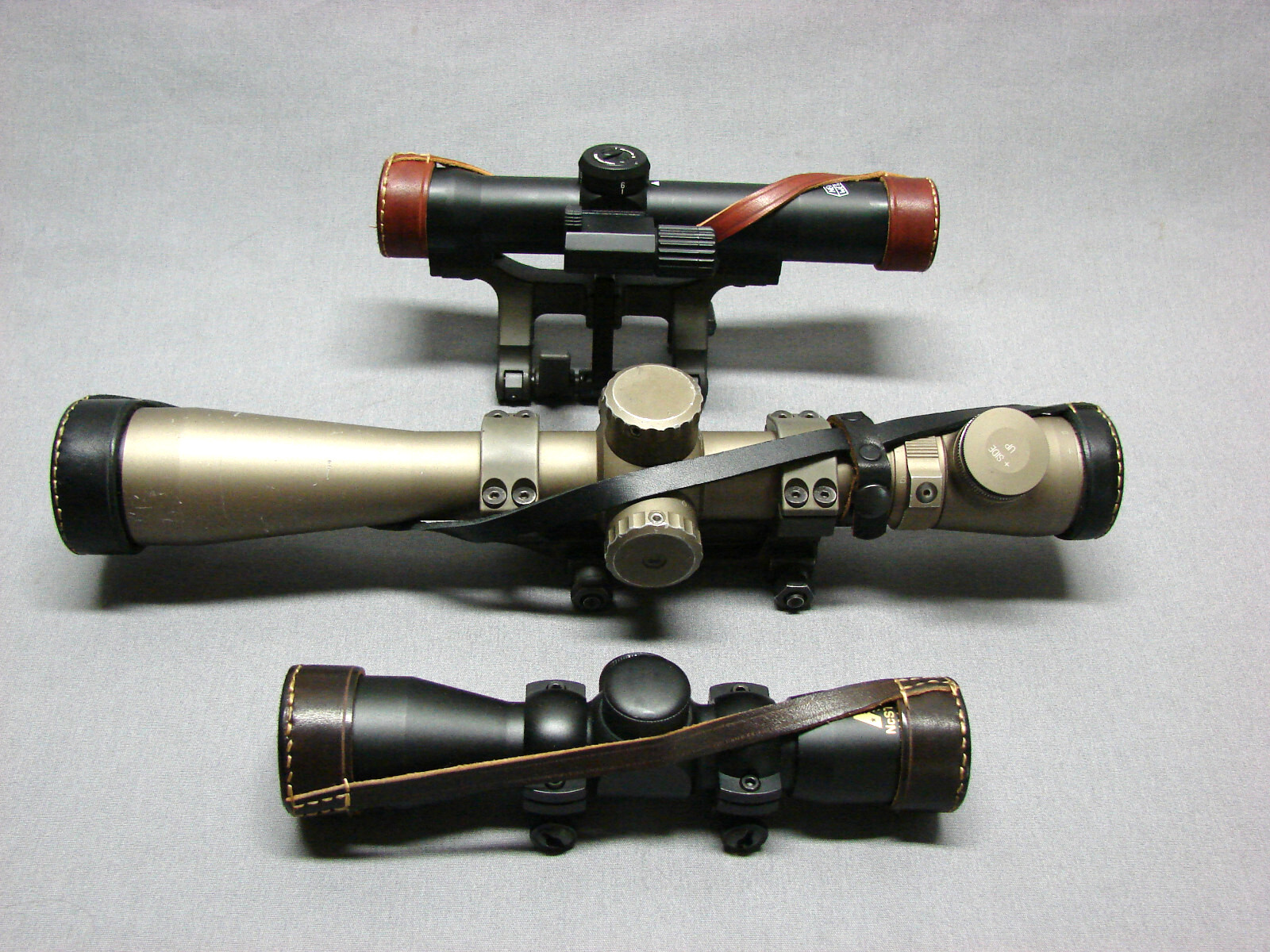 CUSTOM MADE RIFLE SCOPE LEATHER COVERS  - 41mm to 50mm