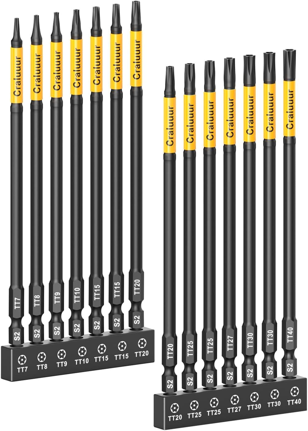 14PCS Impact Long Torx Bit Set 6 Inch T7–T40 Tamper Proof Star Bits Set Magnetic