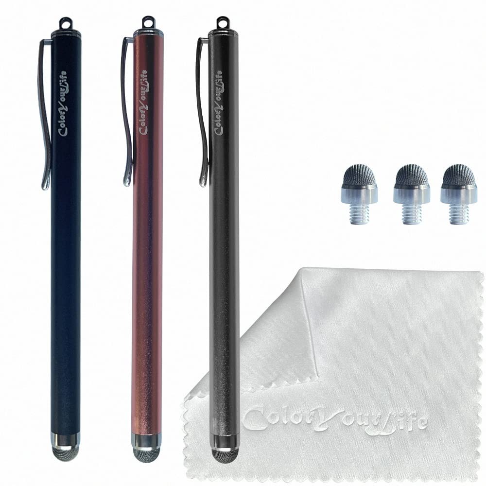 3-Pack 5.3'' Micro-Knit Mesh Tip Capacitive Stylus Pens for Touch Screens wit...