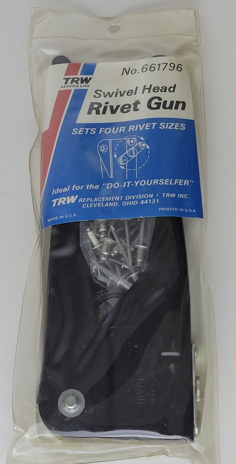TRW Swivel Head Rivet Gun Kit - Hand Riveter Sets 4 Rivet Sizes - Made in USA