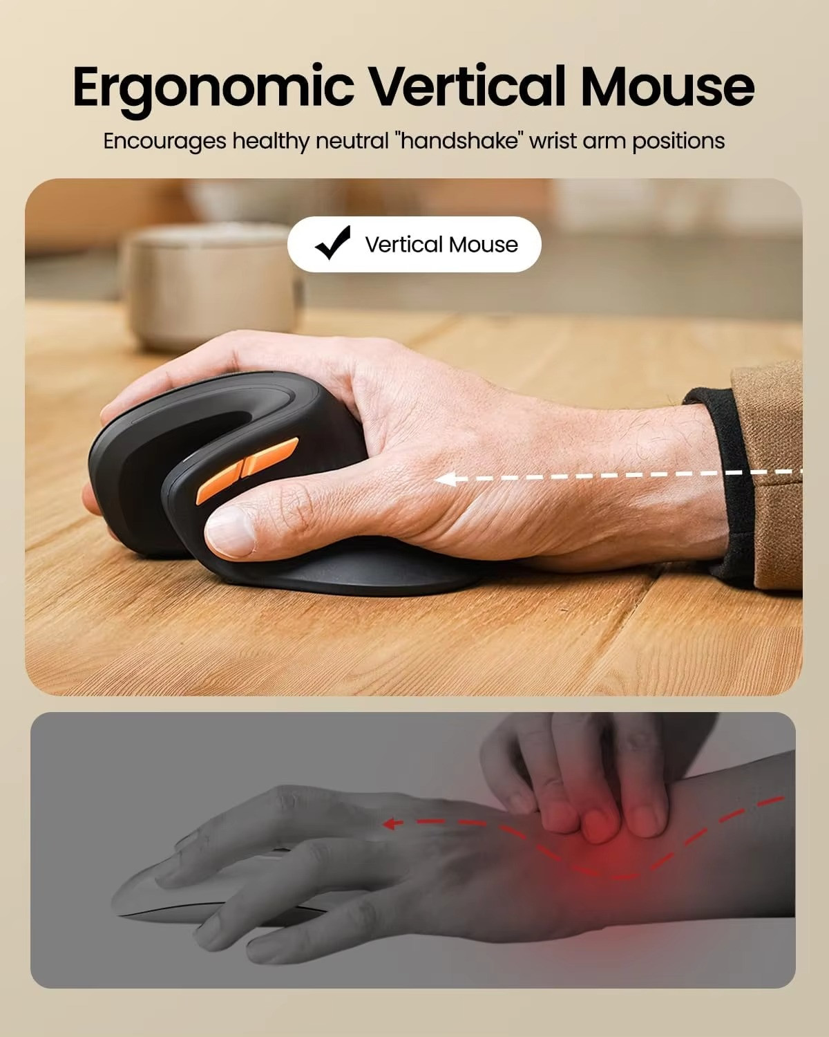 ProtoArc Ergonomic Wireless Vertical Mouse Bluetooth 2.4G Rechargeable Silent 24