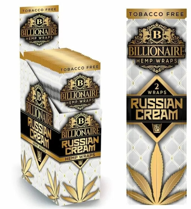 Billionaire 25 Pouch X 2 Russian Cream Herbal Wrap Rolling Paper Total 50 Wraps