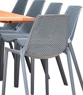 Amazonia Blois 2-Piece Outdoor Dining Chairs | Eucalyptus | Gray Chairs