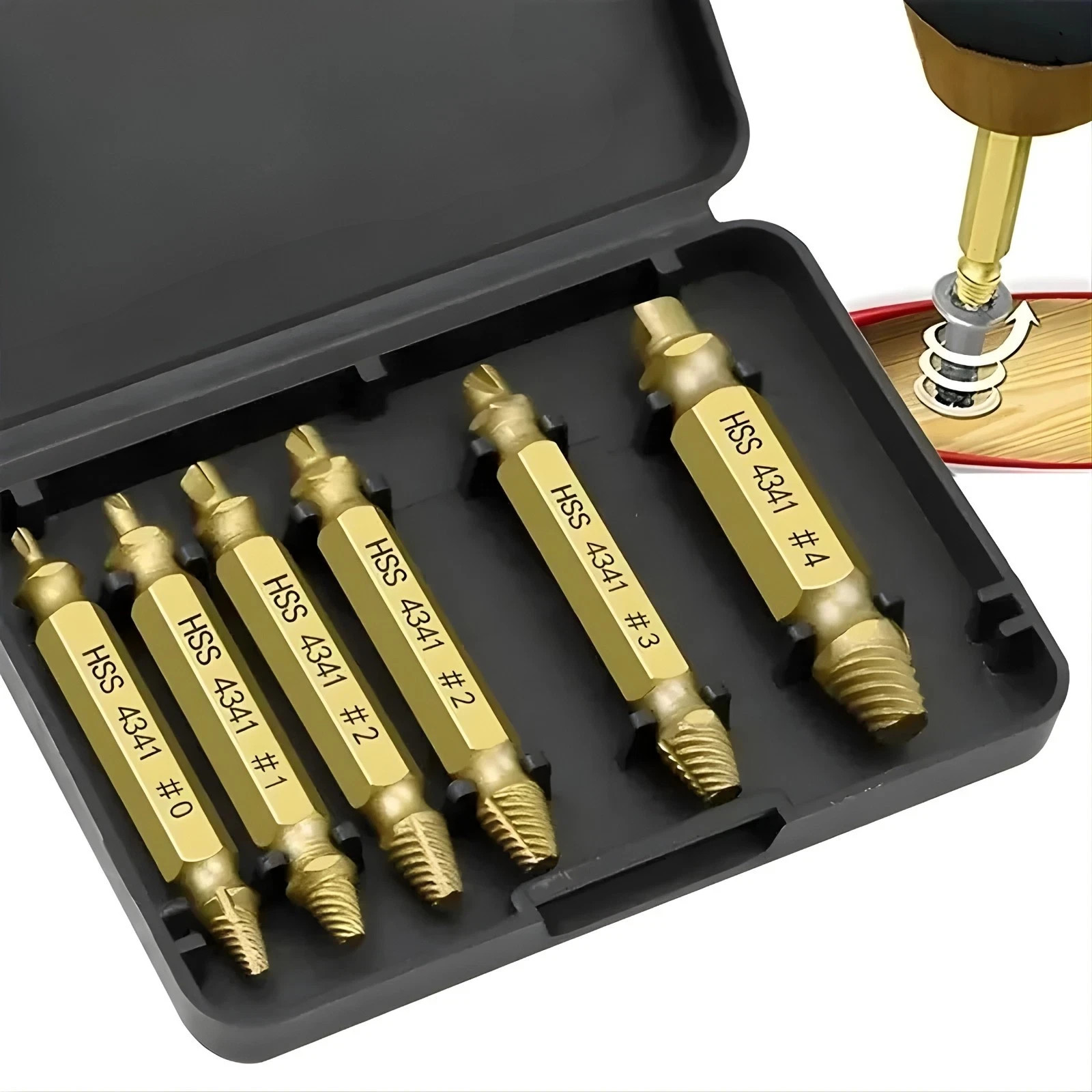 Damaged Screw Extractor Set HSS Drill Bit Easy Out Broken Bolt Stripped Remover.