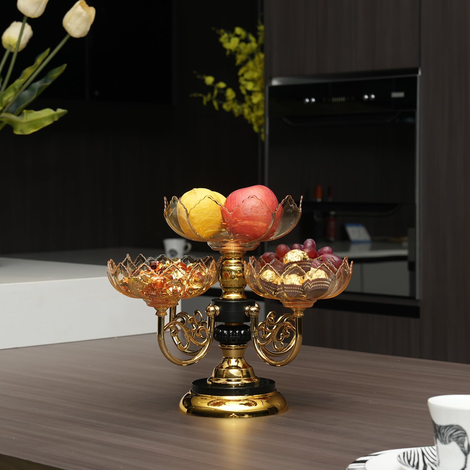 Multi-layer Fruit Tray Rotatable Candy Tray Plastic Fruit Rack Snack Display ...