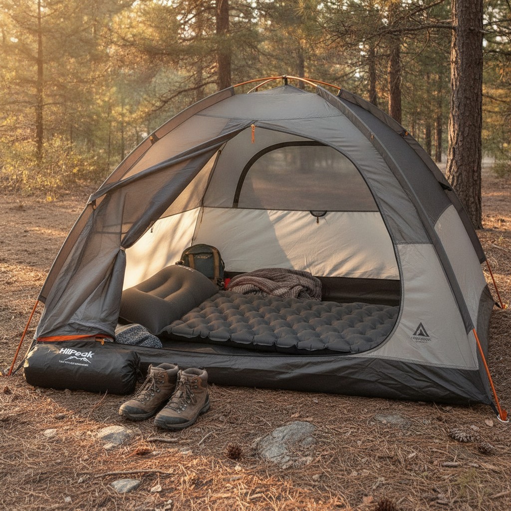Extra-Thick Inflatable Sleeping Pad for Camping - Built-in Pillow, Quick Inflate