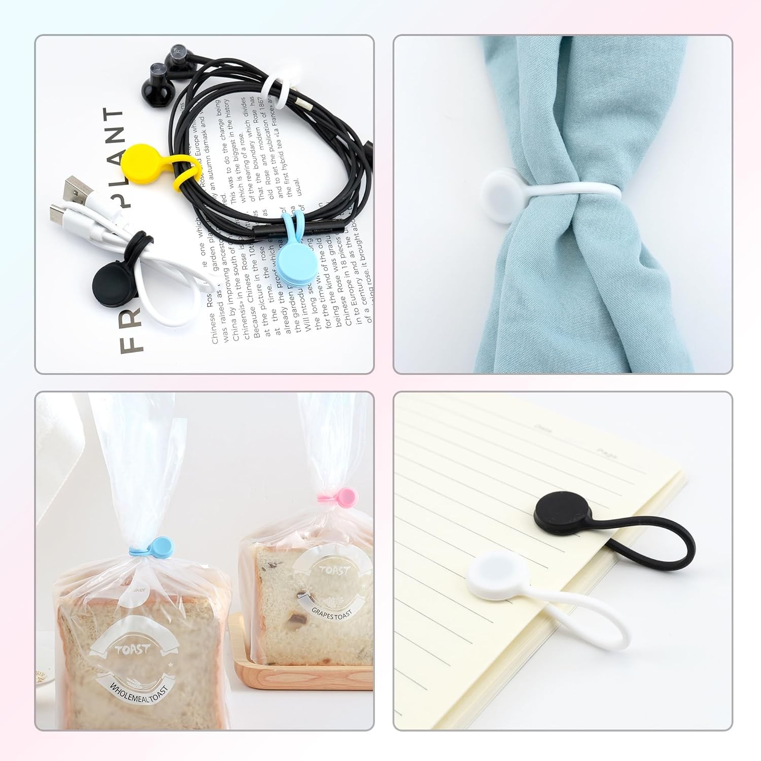 Quacc 10 PCS Reusable Magnetic Cable Ties Multicolor