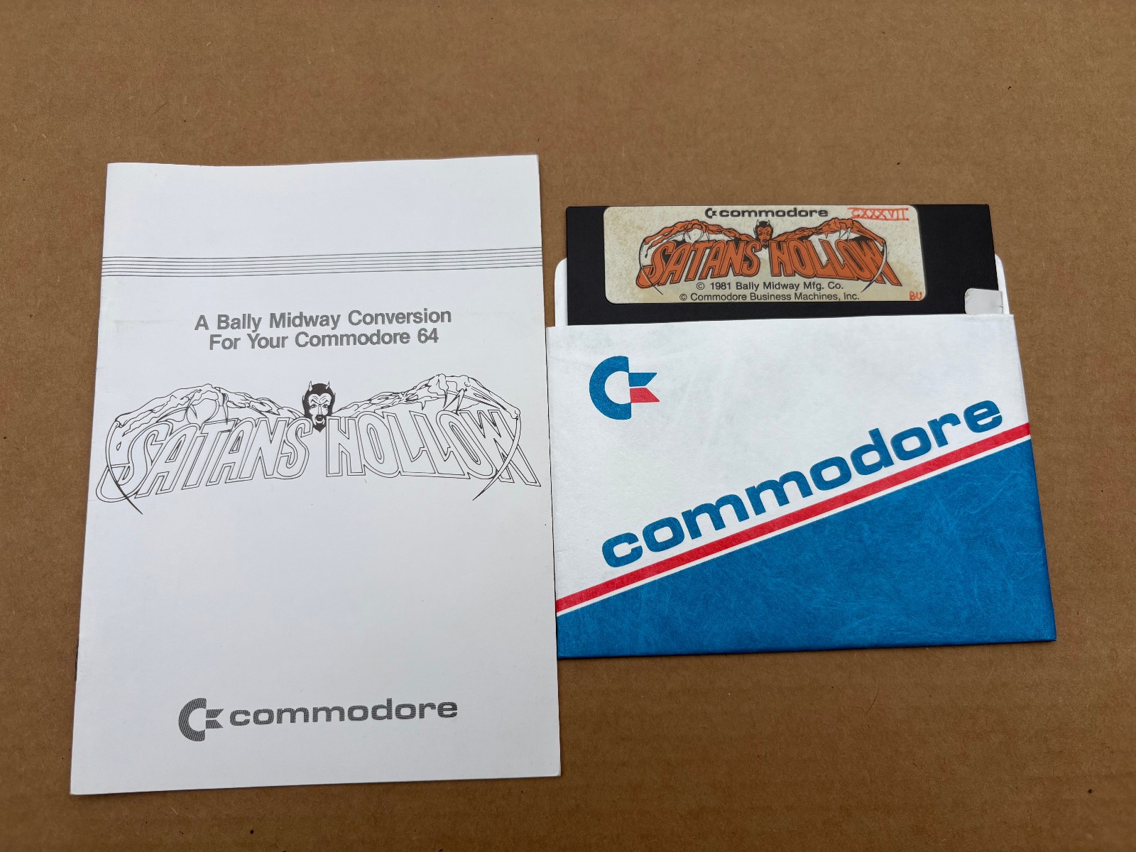 Satans Hollow Commodore 64 Game Disk Software Manual Bally Midway C64