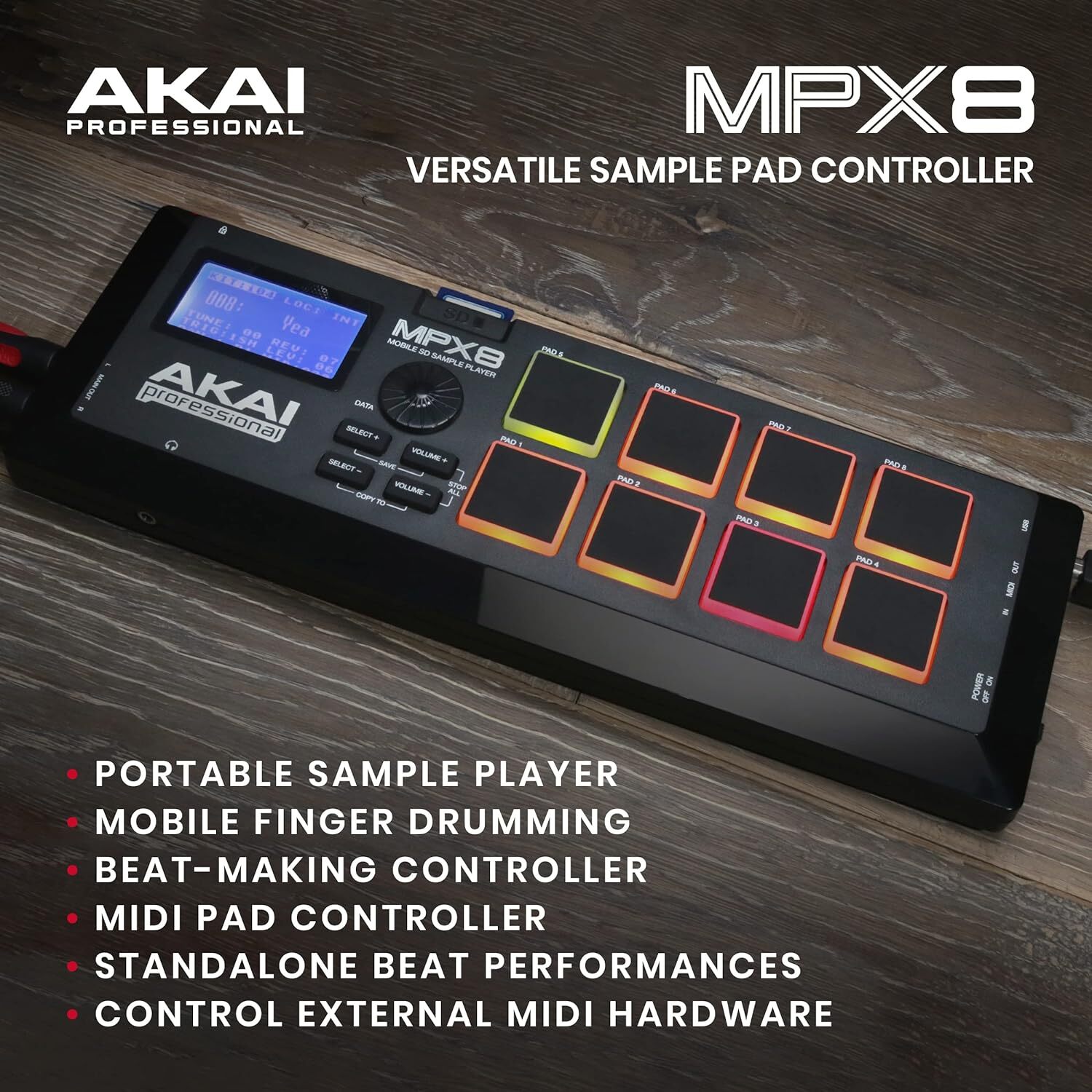 Akai Professional MPX8 Sampler 8 Pad Finger Drum Machine