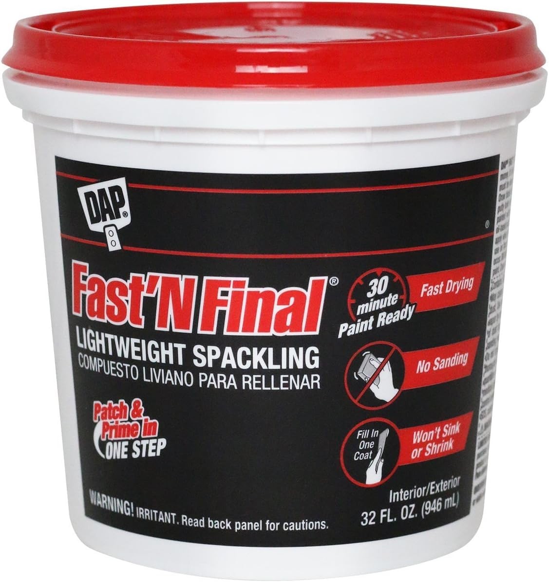 DAP FAST'N Final Lightweight Spackling 32 Fl Oz (Pack of 1), White
