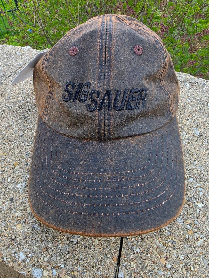 SIG SAUER BROWN OIL CLOTH Cap Hat Preowned Like New