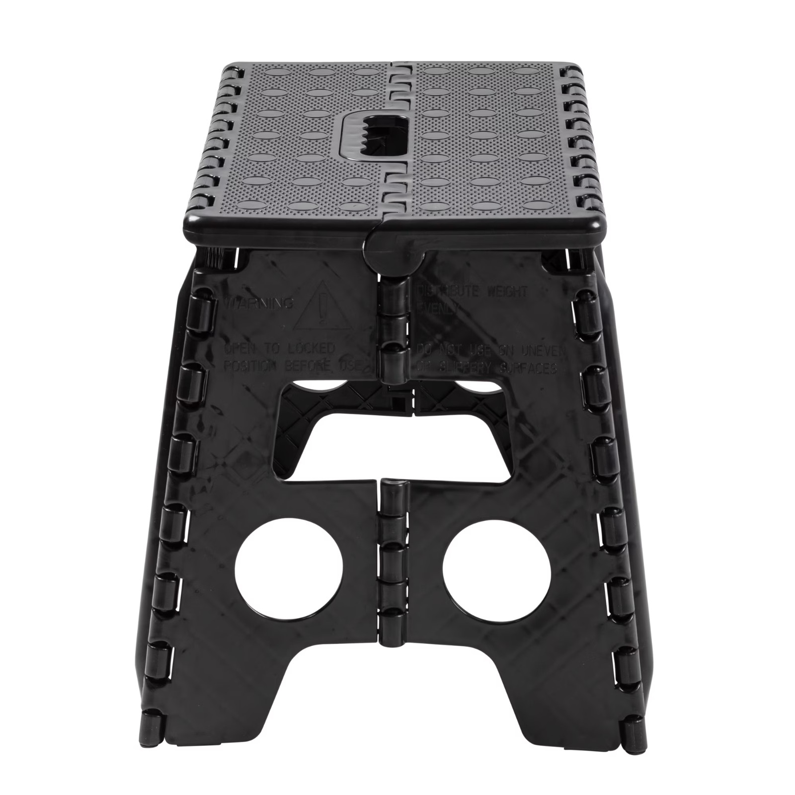 Mainstays One Step Folding Step Stool Black Plastic Portable Non Slip