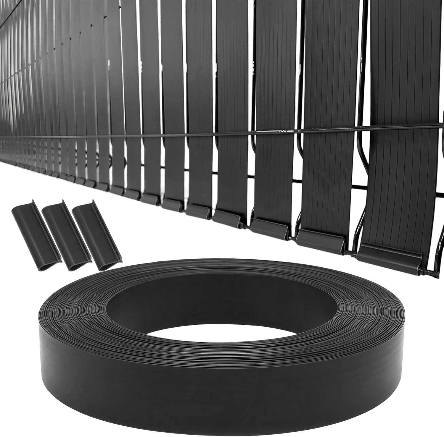 - Black View Blocking Privacy Tape Weave W/Bracket for Chain Link Fence 75M/250
