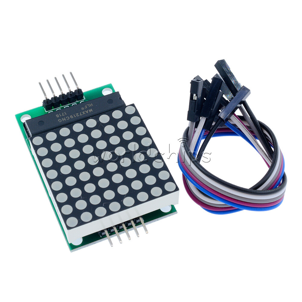 5PCS MAX7219 Red LED Dot Matrix Module Drive 8x8 Common Cathode Lattice + Cable
