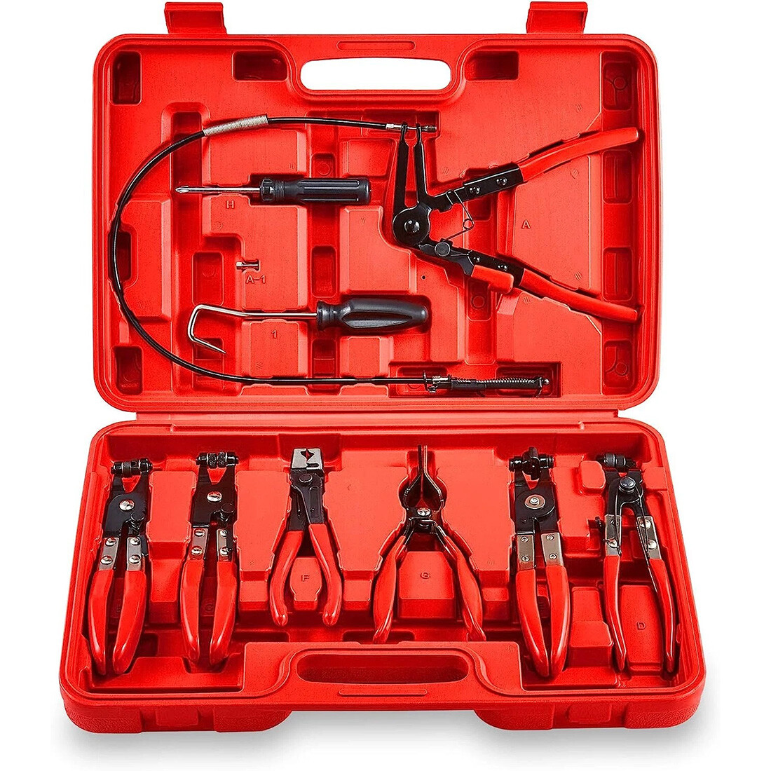 10Pc Hose Clamp Clip Remover Pliers Wire Long Reach Kit Fuel Oil Water Hose Tool