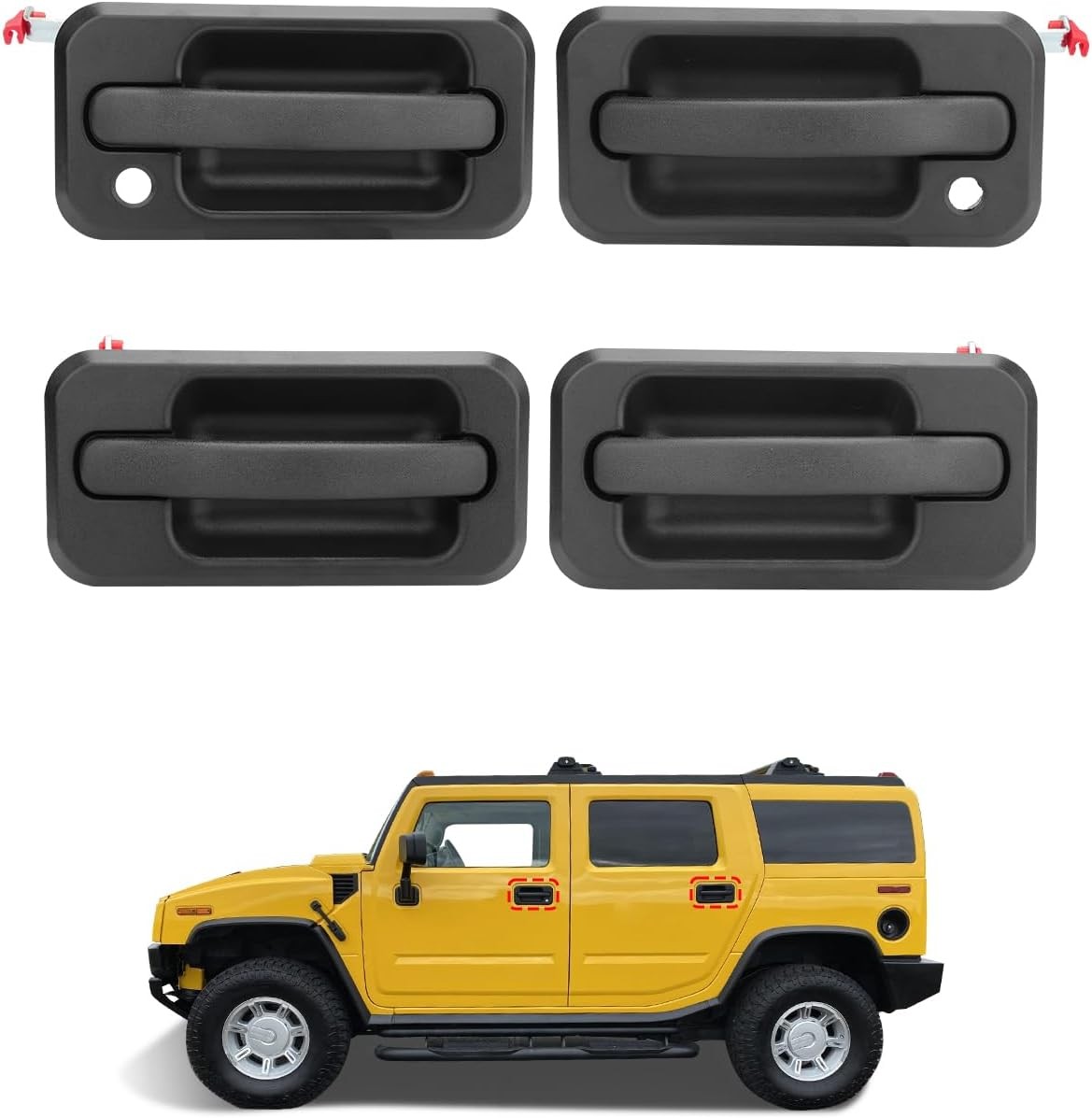 Exterior Door Handle Set (4PCS), Compatible with 2003-2009 Hummer H2, Textured B