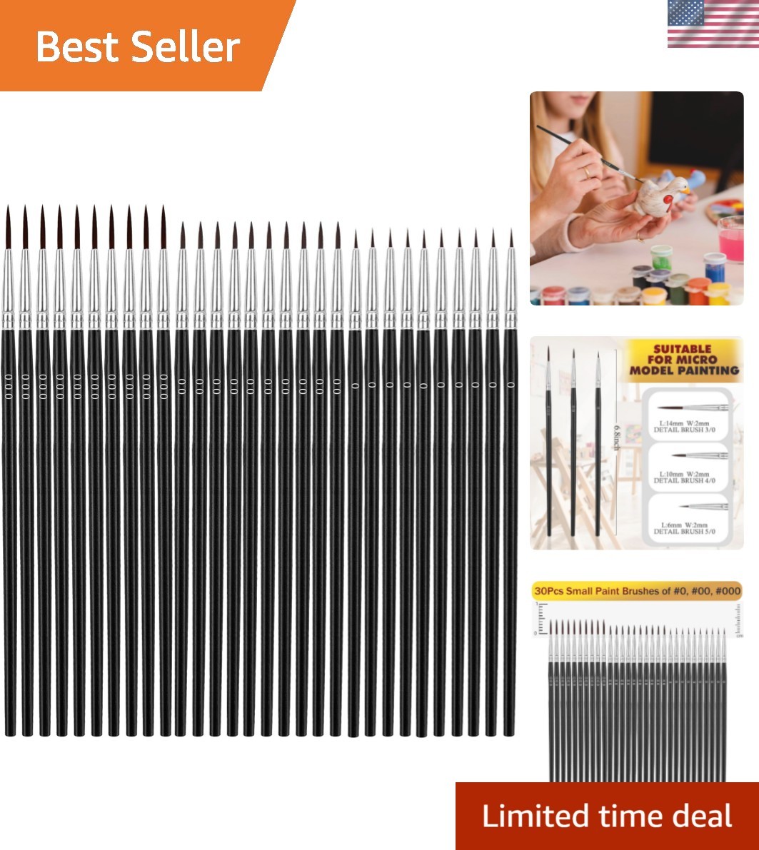 Tiny Detail Paint Brushes 30 Pcs Fine Paint Brushes Set with 3 Size Liner Bru...