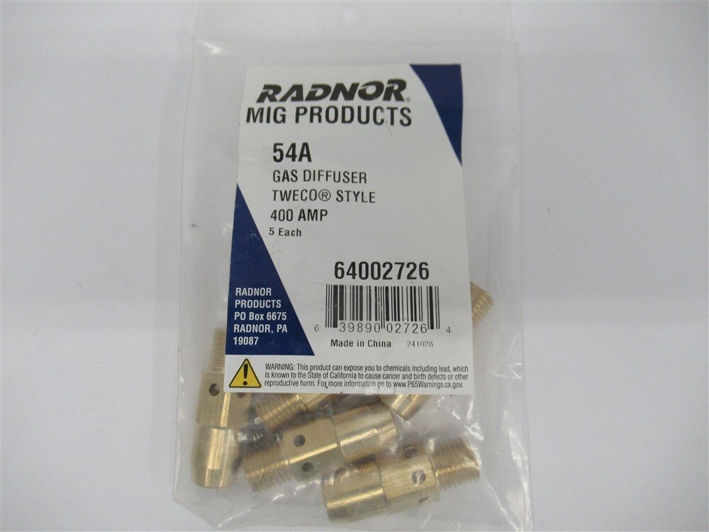 Radnor 64002726 , 54A Gas Diffuser Tweco Style 400 Amp (PK 5)