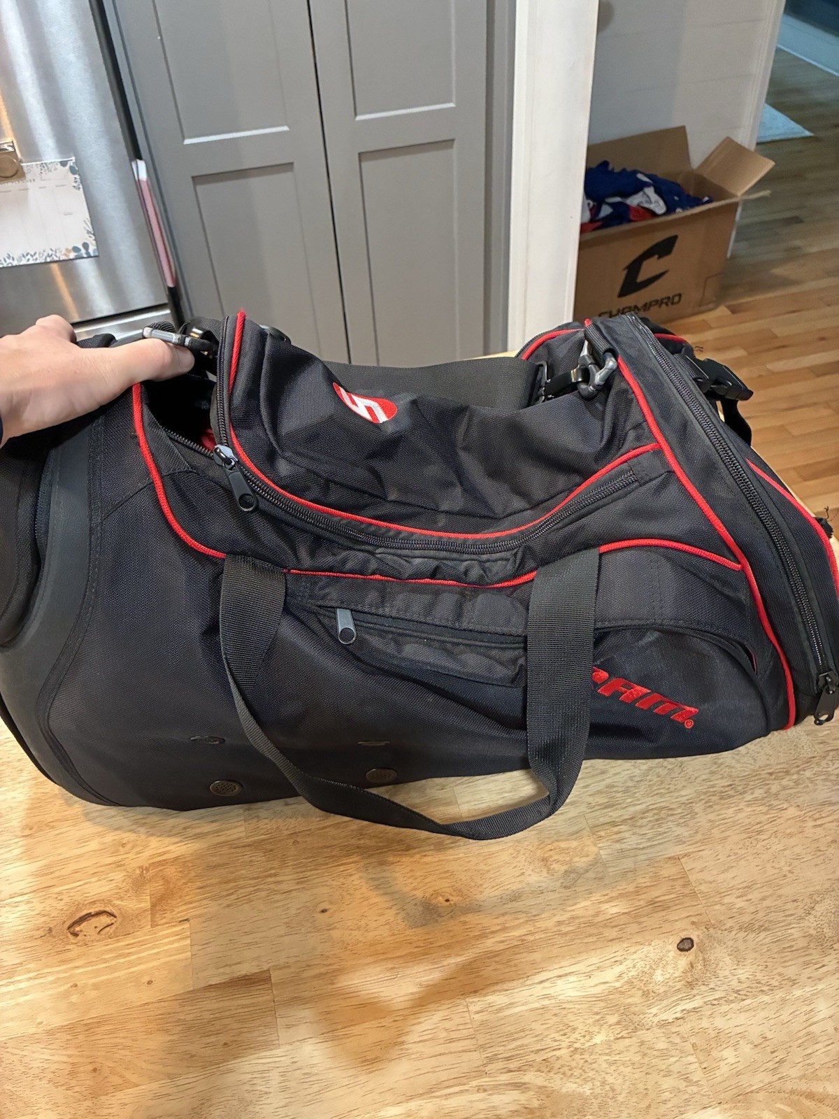 SRAM Cycling Kit Duffel Bag Hard Pockets Helmet Storage Travel Rare Bike